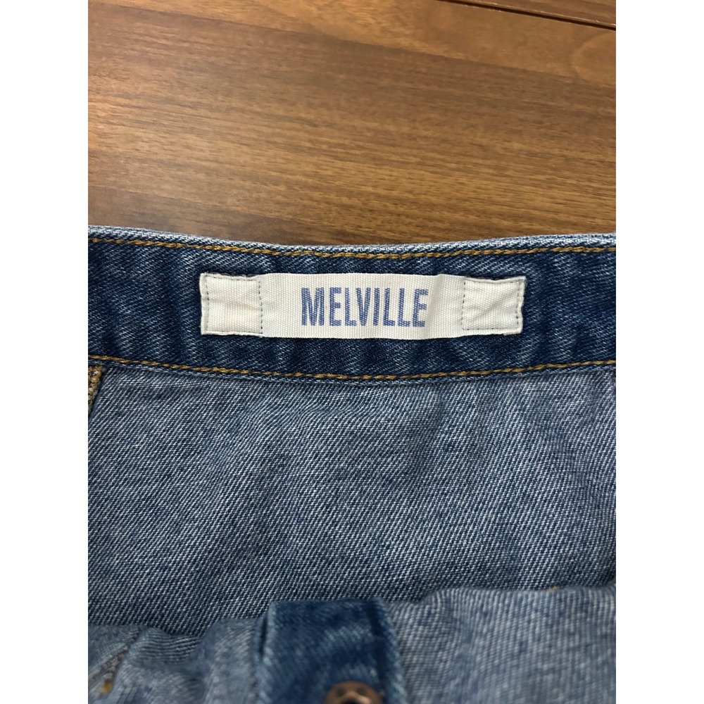 Melville‎ Blue Denim Mini Skirt Women Size 27 Button Front A-Line Pockets - Picture 6 of 9